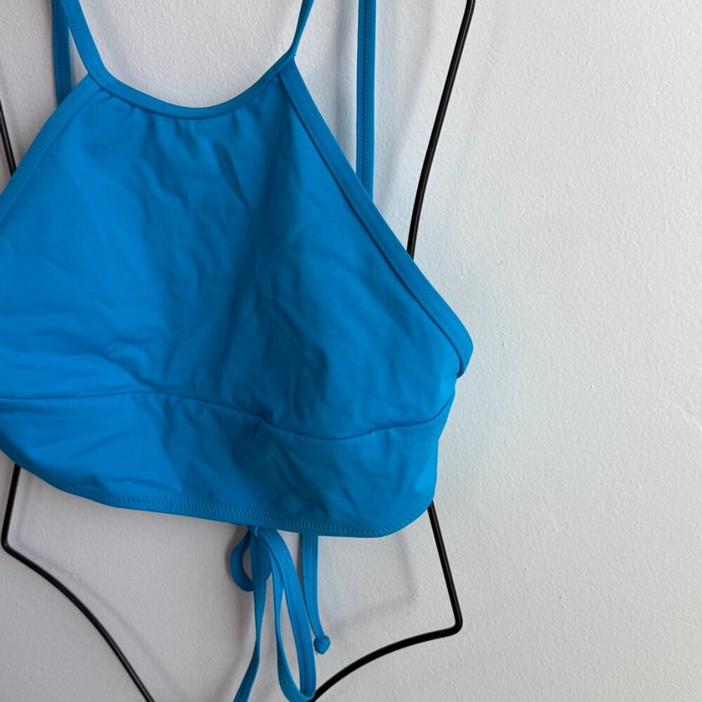 NWOT SKIMS Neon Blue Recycled Swim High Neck Bikini Top - Picture 8 of 8